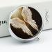 Round Pill Box with Angel Wing Print | 3 Compartment Decorative Metal Pill Organizer | Portable Pocket Pill Case - Buy Online on GoSupps.com