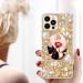 Cavdycidy Designer for iPhone 13 Pro Max Mirror Case with Bling Gemstone 3D Glitter Sparkle Diamond Phone Case Luxury Shiny Crystal Rhinestone Protective Cover for Women/Gril(Gold Gems) 13promax Gold
