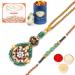Ghasitaram Gifts Rakhis Online - Rakhi for Brother- RM-169 Bhaiya Bhabhi Rakhi with 100 GMS of Dryfruits Mix Can 200 GMS of Kaju katli Rakhi Set & 100g Dryfruits Mix Can 200g Kaju katli
