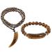 Soulnioi Tiger's Eye Bridge Beaded Bracelet and Vintage Mixed Obsidian Wolf Tooth Pendant Necklace Wolf's Tooth