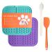 Q line losing mat dog light blue purple lickmate - strong suck cups with spatula & brush - slow feeder for dog (pack with 2) nylon light blue and purple