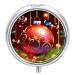 Round Pill Box Xmas Ball Print 3 Compartment Medicine Pill Case Print Pill Organizer Decorative Metal Portable Pill Box Pocket Pill Box Style-42