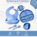 Home-Ed Baby Weaning Set: 9-Piece Baby Food Set with Suction Bowl, Plates, Spoon, and Bibs - Blue - Buy Online on GoSupps.com