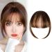 Clip-In Pony Hair Normal Fringe Bangs Extensions with Pony Fringe Clip in Human Hair Pony Hairpieces Hair for Women Extension Hair for Daily Wear Light Brown