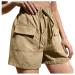 Haiorziyou ladies sport shorts elastic waistband cord strain short trousers running shorts jogging pants with bags hot pants in monochrome just wide leg short pants leisure pants xl khaki