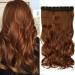 68cm Hairpiece Clip in Extensions 1 Weft 5 Clips Hair Extension Human Hair like Real Hair Wavy Chestnut Brown 27"(68cm)-130g