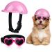 Xuniea 2 Pieces Small Dog Helmet and Goggles Puppy Sunglasses UV Protection PET Helmet with Adjustable Belt Dog Motorcycle Hard Safety Hat for Doggie Windproof Glasses Small Dog Cycling Riding(Pink)