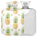 Naanle polka dots pineapple water bottle with reference transparent hot water bottle 2l large hot hot water bottle for bed hand feet warmer pain relief heat and cold therapy