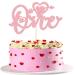 Gyufise 1Pc Happy Valentine's Day First Birthday Cake Topper Glitter Heart Arrow Valentine One Cake Topper Decorations for Valentine Theme Kids Birthday Party Supplies Pink Pink-4