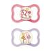 MAM Latex Air Night Soothers 16 Months+ (Pack of 2) Glow in The Dark Baby Soothers with Self Sterilising Travel Case Newborn Essentials Pink (Designs May Vary) Latex Pink Air Night 1 12+ M Soother