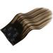 Moresoo Clip in Human Hair Extensions 16 Balayage Black to Dark Brown with Golden Blonde - 7pcs/120g - Buy Online on GoSupps.com