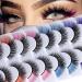 QYLPZ 8 Pairs Coloured False Eyelashes Colored Lashes Cat Eye Natural False Lashes Faux Mink Lashes Colored Lashes Fluffy Wispy Russian Strip Lashes with Color (4 MIX Colors ) Color mix02