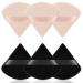 Auauy 6 PCs triangle makeup powder quaste face sponge powder puff washable reusable reusable sponge wet dry make -up tool for loose powder or foundation rouge (3 -black + 3 skin color) 3 black + 3 skin