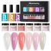 Dipping Powder Nagel Set Roseflower nail powder starter set with 6 nude colors pink yellow diving powder base top coat-DIY salon manicure/French nail powder lasts 3 weeks #a