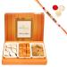 Ghasitaram Gifts Rakhi Gifts for Brothers Rakhi Sweets - Assorted Box of Kaju Katli Mysore Pak and Methi Mathi with Pearl Beads Rakhi