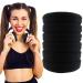 Styla Hair 6 Pack No Crease Hair Tie Black Elastic Bands for Thick Curly Wavy Hair Seamless No Slip No Damage Design Ponytail Holders for Women & Men - Flexible Comfort for All Day Wear Great for High Impact Sports ...
