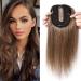 Sego Hair Part Topper Remy real hair thicker (density: 130%) Clip in Extensions Toupet Hair extension Pony Toupe Women with 4 clips light brown#6 16 "(40cm) -50g