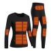 Yokbeer heated underwear set 22 heating zones 3 temperature control electrical USB heating thermal underwear heated thermo subintheses 3xl Women's black