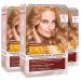 3 x L'Or al Paris Excellence Creme permanent hair colour Universal Nude Light Blonde 8U triple treatment 3 colours 3x light blonde 8U