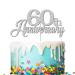 Tenhaisi Glittery Silver Happy 60th Anniversary Cake Topper Hello 60 Wedding Party Decorations - 60th Wedding Anniversary Cake Topper - Cheers to 60 Anniversary Birthday Party Supplies