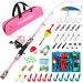 PLUSINNO Kids Fishing Pole with Spincast Reel Telescopic Fishing Rod Combo Full Kits for Boys, Girls, and Adults Pink 120cm 47.24In
