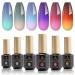 Color Changing Gel Nail Polish - 6 pcs Temperature Changing 3 Colors Mood Gel Nail Candy Series Long Lasting Trendy Fun Nail Art Soak Off Uv LED Nail Polish Gift Kit for Women Mom Candy Mood