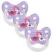 Dentistar Silikon Schnuller 3-Set- Size 1 Schnuller 0-6 months- tooth and jaw-friendly nipple with dental level- BPA-free- made in Germany- swan purple