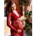 Burgundy Red Lace Maternity Dress for Elegant Photography Props - XL Maxi Dress - Buy Online on GoSupps.com