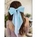 Big Bow Hair Clips Large Bowknot Hairpin French Hair Clips with Long Silky Satin Ribbon Solid Color Hair Barrettes Accessories for Women Girls (Blue) - Buy Online on GoSupps.com