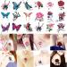 Temporary Tattoo Set: 4Pcs Three-Color Temporary Tattoos with 40 Adhesive Stencils, 20 Sheets Flowers Butterfly Stickers for Women Men - Black, Red, Purple - Buy Online on GoSupps.com