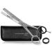 Premium Effilier scissors - modeling scissors - hairdressing scissors - hair scissors - thinning out with a practical storage case (No. 5 7 inch modeling toothing 1 sides)