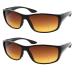 2 Pair Bifocal Sun Reader Sport and Wrap Around Reading Sunglasses - Amber Tint Great for Driving and Fishing 2 Black +2.00