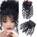 8" Clip on Jerry Curly Hair Bangs Extension 23g Afro Fluffy Clip in Topper 100% Human Hair Front Fringe Hair Pieces 1# Jet Black
