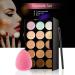 15 Colors Concealer Palette for Facial Camouflage & Contouring + Sponge Puff & Oval Brush - Makeup Cream - Buy Online on GoSupps.com