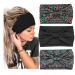 Generse boho frontal ligaments elastic wide hair band knotted yoga welding tape turban vintage headscarves for women and girls 3 pieces (black)