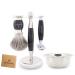 JAG Shaving Razor set - 5 -part shaving set - Jag's Lee Range - Super Dachshaar Razor brush - Double edge of razor blades Shaving plane - shaving bowl - shaving stand - leather pocket - black