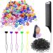 406 Pcs Hair Beads Set for Kid Hair Braids Including 200 Plastic Pony Beads,200 Elastic Rubber Bands,5 Quick Beader and 1 Rattail Comb for Girls and Kids Hair Braids Type 10