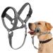 Dog halter no pulling with soft upholstery hard -wearing halter for medium -sized and large dogs including training instructions (snout: 18 - 25.9 cm) gray nylon/black padding) S gray nylon black padding