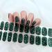 Ceboic 22 pieces half -hardened UV gel strips black & green sequins full wraps nail sticker French nail foils self -adhesive salon quality gel nail polish stickers for women girls black green sequins