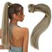 Easyouth braid hair extension real hair wrap around real hair 20 inch color ash brown highlight with platinum blonde 80g ponytail hair part real hair extension #8p60 50 cm 1-25 py #8p60