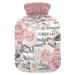 Heat bottle with reference 1 l of durable warm-up bag for hand feet shoulder and neck pain cramps heating skills and heat therapy pattern of grunge striped pink flowers and leaves
