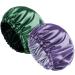 2 Pack Satin Bonnet Silk Bonnet Hair Bonnet - Extra Large,Sleeping Satin Bonnet Hair Bonnets for Women Silk Bonnet,(Black/Green/Purple/Gray) Purple-green