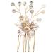 Tlily Hair Jewelry Gold Women Crystal Comb Bride Hair Accessories Handmade Wedding Flower Hair Comb Headdress