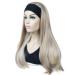 Lydell Long 3/4 Women's Wig - Smooth Hair Part Adjustable Black Headband Synthetic Hair with H16/613 Blonde Highlights | Shop Internationally - Buy Online on GoSupps.com