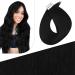 FSHINE black intact hair real hair extensions remy short hair extension smooth hair tape in virgin hair extensions 50cm 10 pieces 25gram #1b 5. injected tape #1b 50 cm