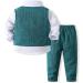 Volunboy Baby Boys Formal Waistcoat Outfit Wedding Suit 4 PCS Set 12-18 Months Green | Toddler Gentleman Shirt + Vest + Bow Tie - Buy Online on GoSupps.com