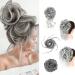 Fulang Hair 5/Pack hair part with rubber band large bun hair part wavy of course artificial hair hair tie women with hair updos hair extension messy bun hair parts (1b/171t60#)