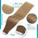 FSHINE Ombre Gold Brown to Dark Blonde 50cm Tape In Extensions - 20 Pieces 50g Real Brazilian Hair #BA10/14 - Invisible & Easy to Use - Buy Online on GoSupps.com