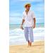 COOFANDY Men's Linen Harem Capri Pants in Blue - Elastic Waist Casual Beach Yoga Boho Pants with Pockets (Large) - Buy Online on GoSupps.com