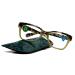 Aya Premium Reading Glasses High End Fashion Reader +1.25 to +4 magnifiers Square Green & Black Tortoise. Optical Frame. NY Fifth Avenue. +1.75